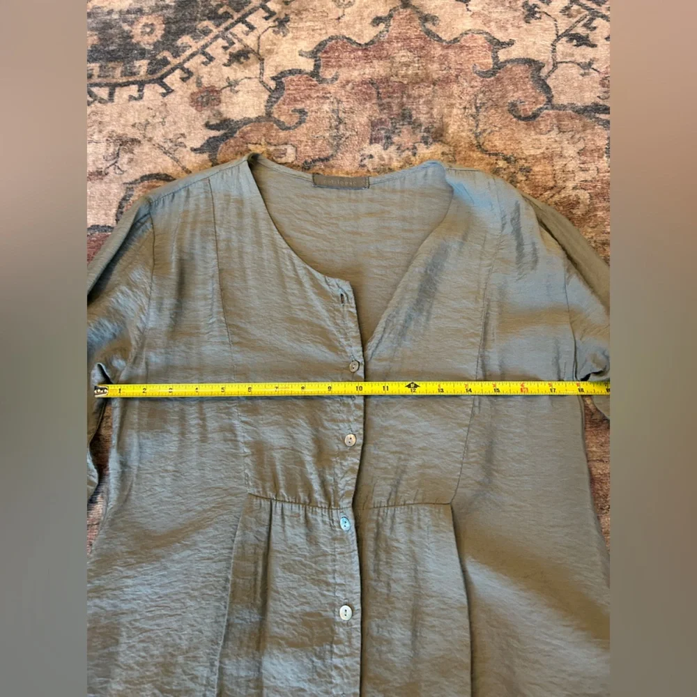 cut loose Olive Green Button-Front Long Sleeve Tunic Boho Resort - Picture 6 of 7